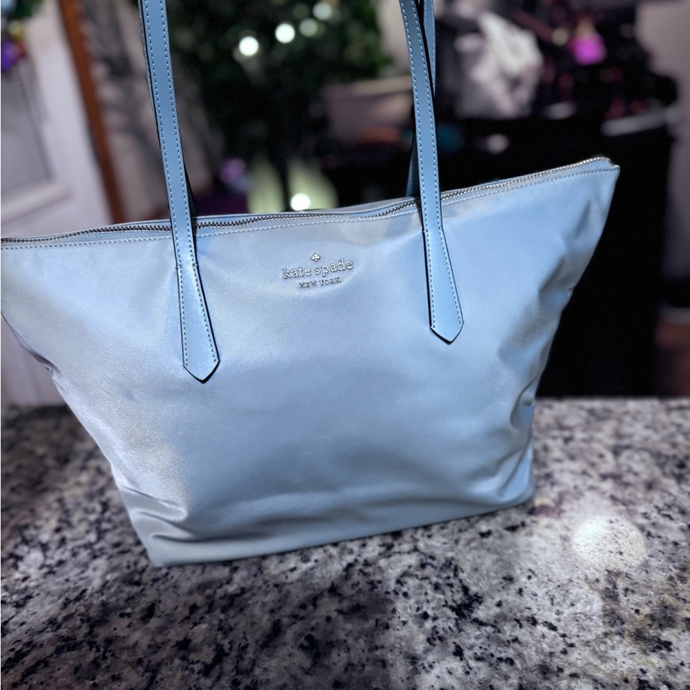 🔥Kate Spade Light Blue Knitt The Little Better Nylon Tote Bag 👜